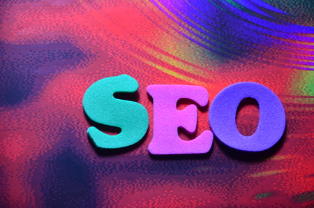 word seo on an abstract backgroundの写真素材