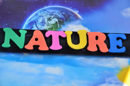 word nature on an abstract backgroundの写真素材