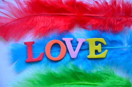 Word love on an abstract backgroundの写真素材