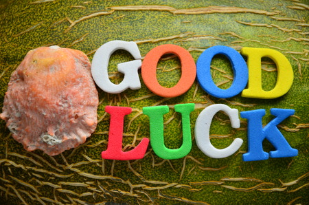 word good luck on an abstract backgroundの写真素材