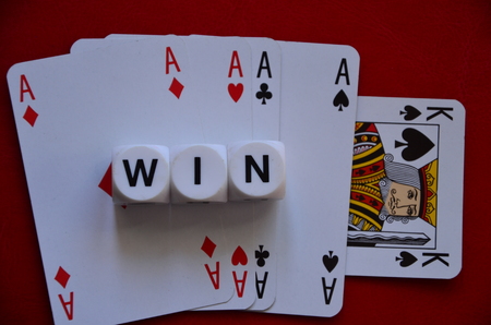 word win on an abstract backgroundの写真素材