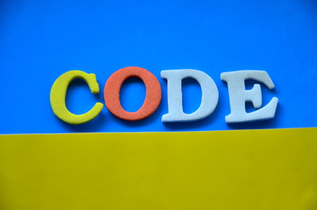 Word code on an abstract backgroundの写真素材