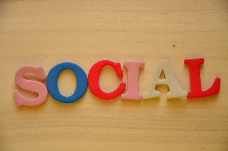 word social on an abstract backgroundの写真素材