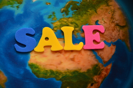 WORD SALE ON AN ABSTRACT BACKGROUNDの写真素材