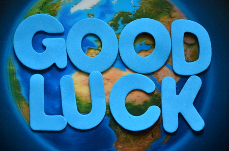 word good luck on an abstract backgroundの写真素材