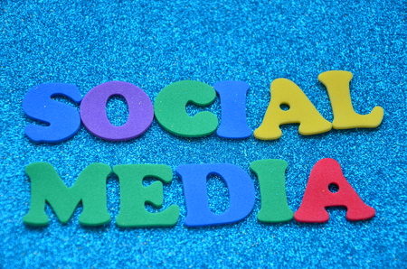 word social media on an abstract backgroundの写真素材
