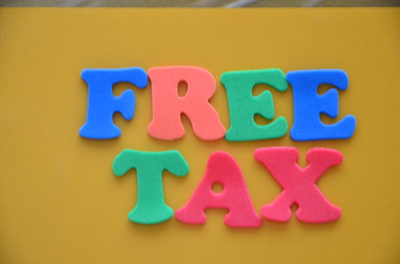 word free tax on an abstract backgroundの写真素材