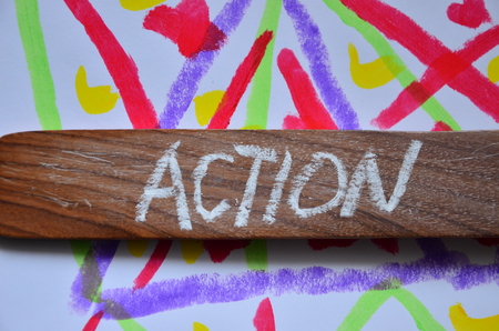 word action on an abstract backgroundの写真素材