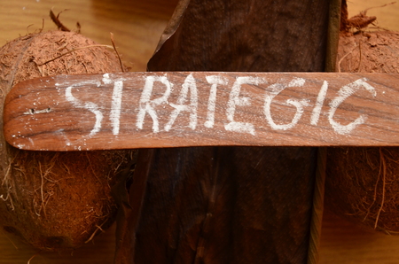 Word STRATEGIC on an abstract backgroundの写真素材