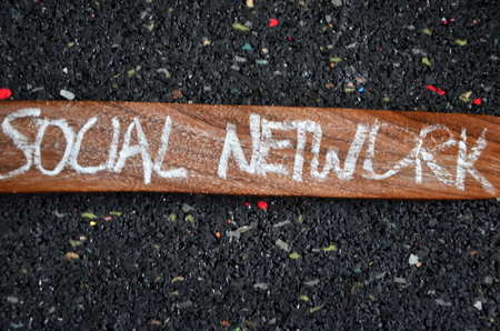 word social network on an abstract backgroundの写真素材