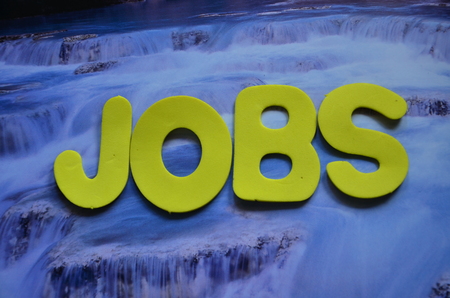 word jobs on an abstract backgroundの写真素材