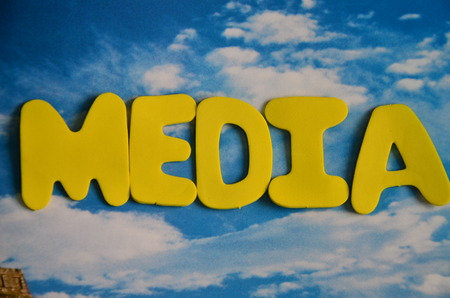 word media on an abstract backgroundの写真素材