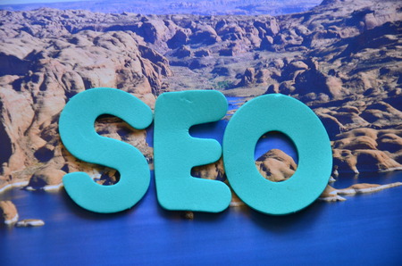 word seo on an abstract backgroundの写真素材