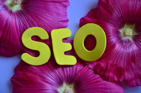 word seo on an abstract background