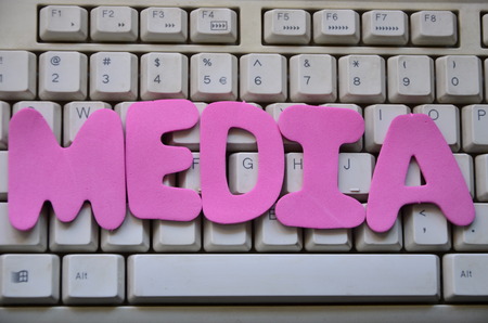 wordmedia on an abstract backgroundの写真素材
