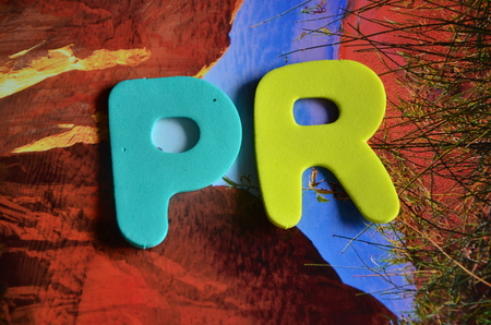 word pr on an abstract backgroundの写真素材
