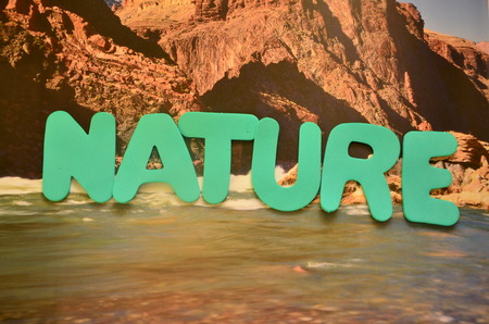 word nature on an abstract background