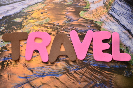 word travel on an abstract backgroundの写真素材