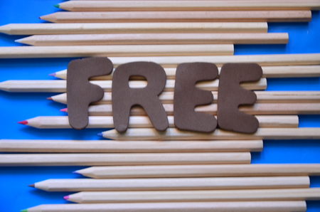 word free with blue backgroundの写真素材
