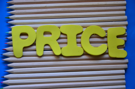word price with blue backgroundの写真素材