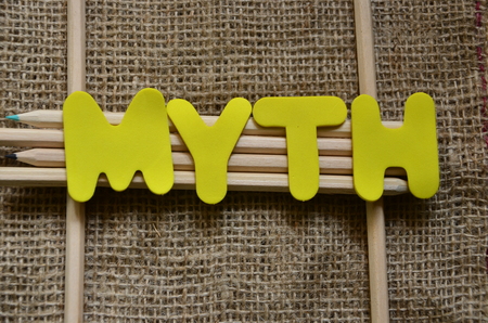 WORD MYTH with burlace background