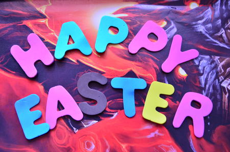 word happy easterの写真素材