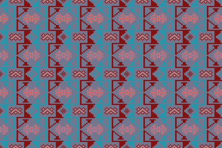 Pixel art vector Fabric Morocco, geometric ethnic pattern seamless,Pixel pattern art wallpaper...
