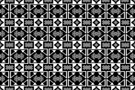 Ethnic pattern seamless art vector black and white ,Fabric Morocco, geometric, Pixel pattern art...