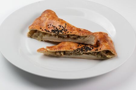 Oven meat pie from the oven.の写真素材