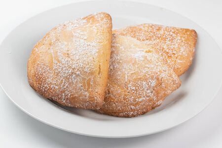 Cottage cheese cake on a white dishの写真素材