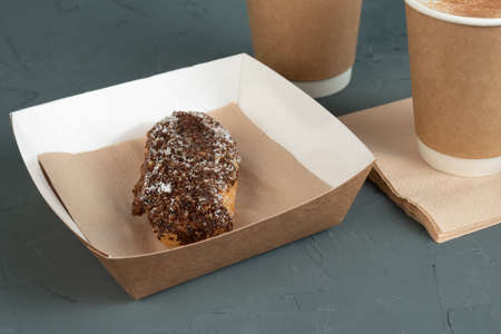 Eco-friendly packaging - carton packaging for food, beverage and delivery, recyclable packagingの写真素材