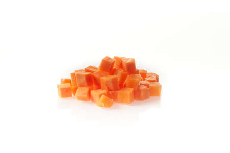 Vegetable boiled cubes on white backgroundの写真素材