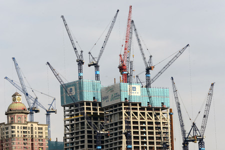 The construction of the Chongqing port landmark - sail in the skyのeditorial素材