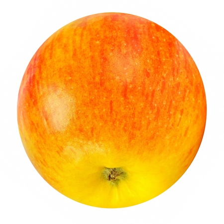 Apple red with yellow. The ideal circle. Juicy shine.の写真素材