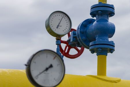 Gas pipeline and auxiliary equipment at the gas pumping station.