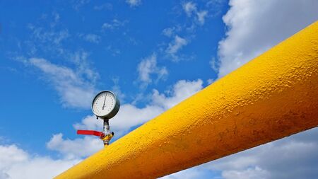 Gas industry, gas transport system. Communications, stop valves and appliances for gas pumping station.の写真素材