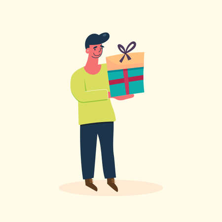 man with gift box vector illustrationのイラスト素材