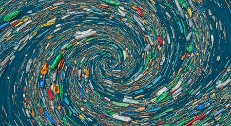 abstract background of plastic waste in the sea. 3d renderingの素材