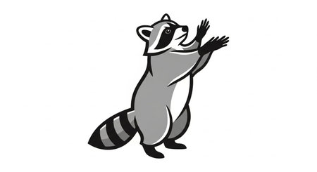 Raccoon cartoon isolated on a white background, vector illustration.の素材