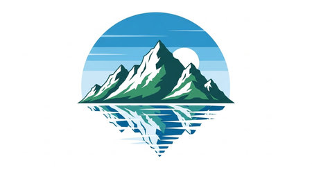 Mountain lake in the form of a circle. Vector illustration.の素材