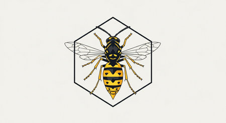 Hornet logo on a white background. Vector illustration of a wasp.の素材