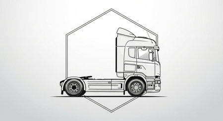 Truck with a trailer. Vector illustration in a flat style.の素材