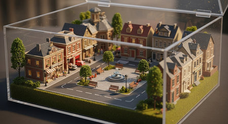 Model of a small city in a glass jar. 3d renderingの素材