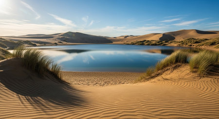 Sand dunes and lake at Maspalomas Gran Canariaの素材
