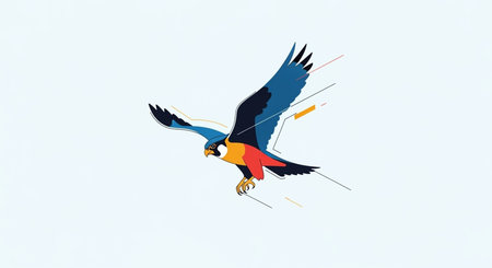Parrot flying in the sky. Vector illustration for your design.の素材