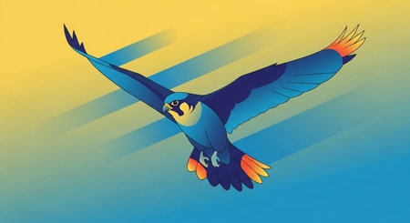 Eagle flying in the blue sky. Vector illustration for your designの素材
