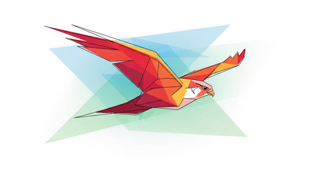 Colorful origami bird on white background. Vector Illustration.の素材
