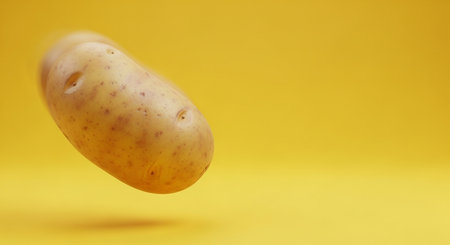 Potato on a yellow background with copy space. 3d renderingの素材