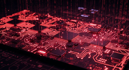 Circuit board close up. Technology and science background. 3d renderingの素材