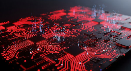 Circuit board background. Technology and science concept. 3D Renderingの素材